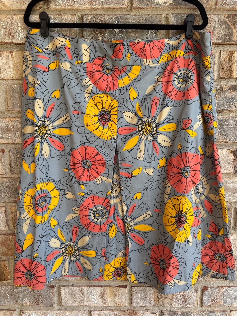 Merona Floral A-Line Skirt in Gray with Coral & Yellow Blooms